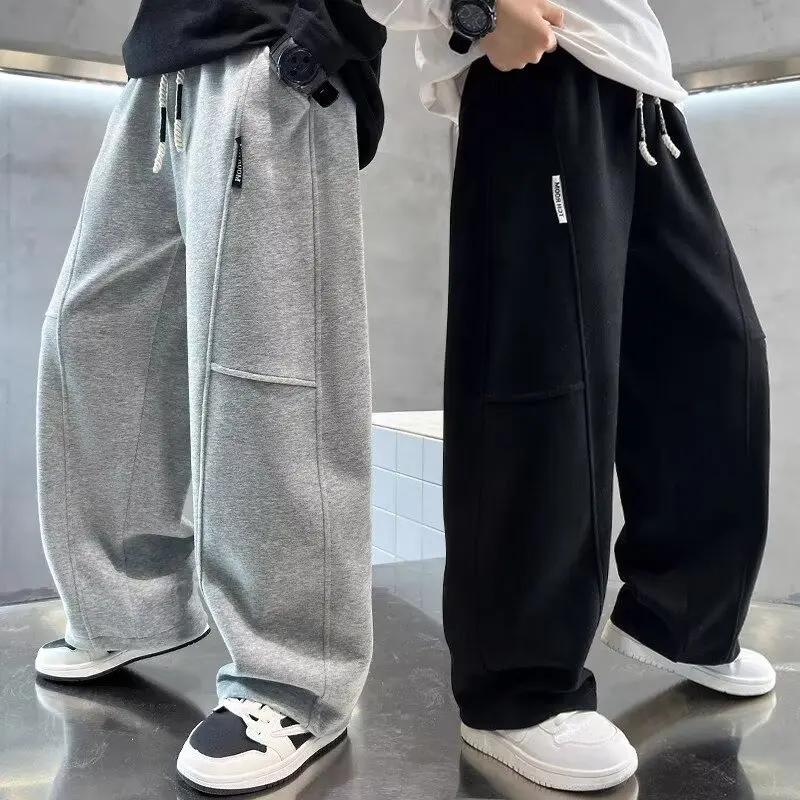 Pantalon de survêtement à jambes larges pour enfants de 5 à 14 ans, pantalon de sport pour adolescen