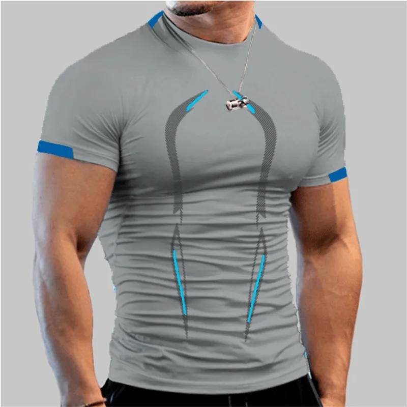 Hommes Compression Gym t-shirt à manches courtes musculation haut de Fitness t-shirt homme séchage r