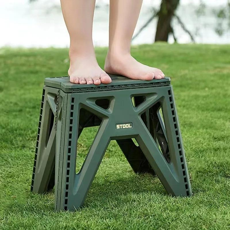 Tabouret pliant de pêche en plein air en plastique Portable maison voyage épaissi pliant petit tabou