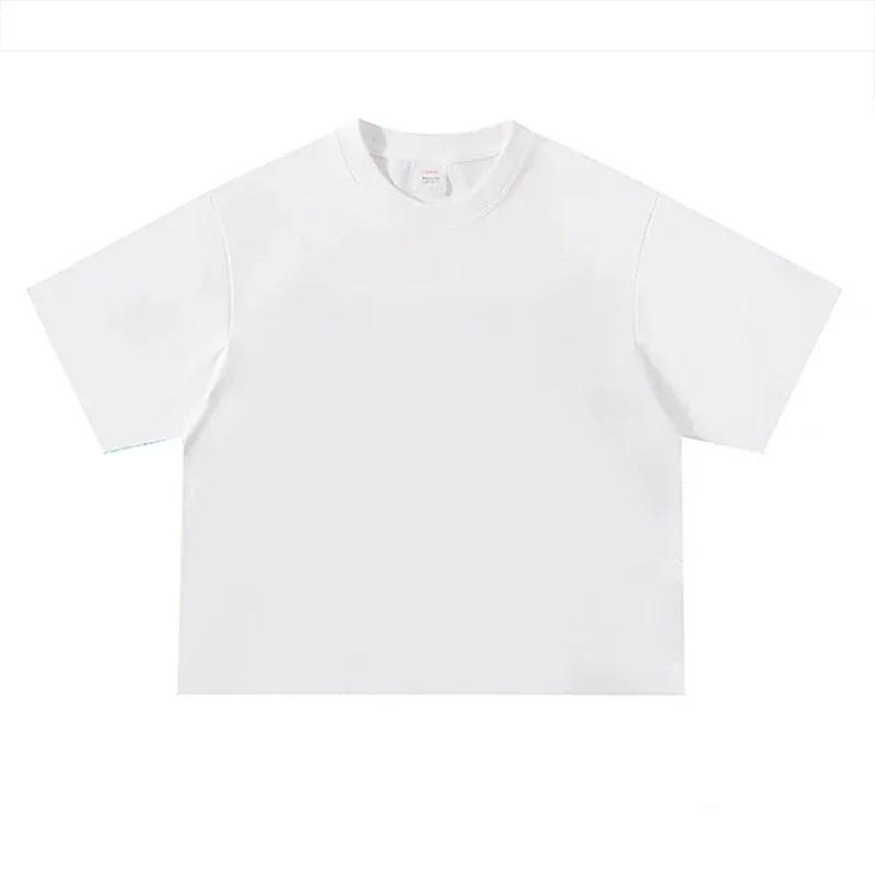 T-shirts de course à manches courtes à col rond et coupe ample pour hommes, 240 GSM, 100 % coton, T-