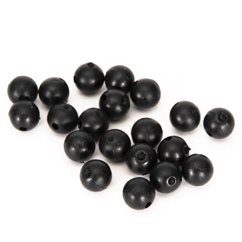 Lot de 100 perles de pêche de 3mm à 8mm, bouchon d'espace noir rond, haricots durs souples, leurres