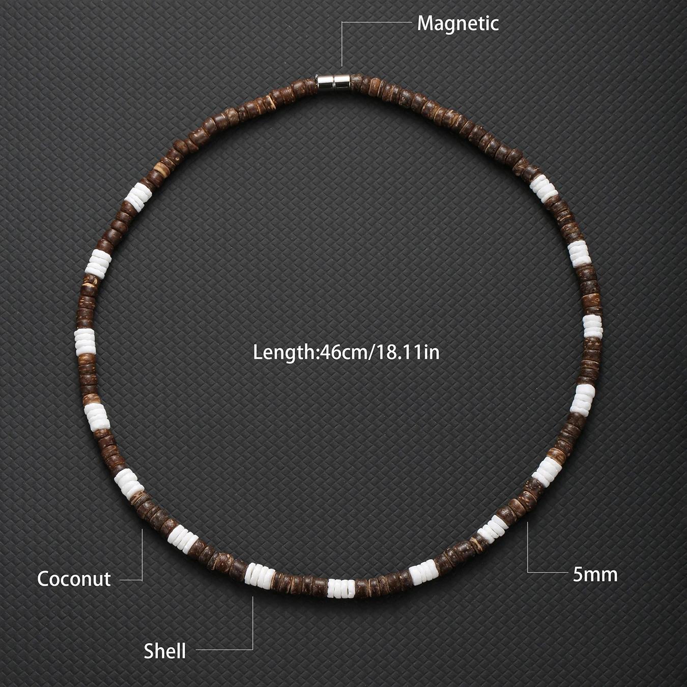 Collier Hombre bohême mâle surfeur collier pour homme bijoux coquille de noix de coco homme en bois
