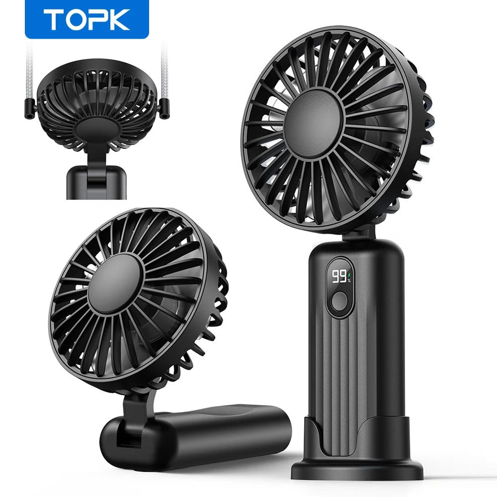 TOPK 5000 mah Mini ventilateur portable, ventilateur électrique de bureau USB, petit ventilateur per
