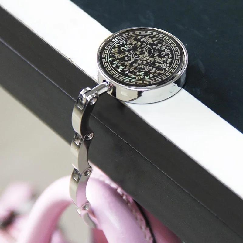 Porte-sac à main pliable à fleurs vintage, table ronde, support à crochet, sac à main, 1 pièce