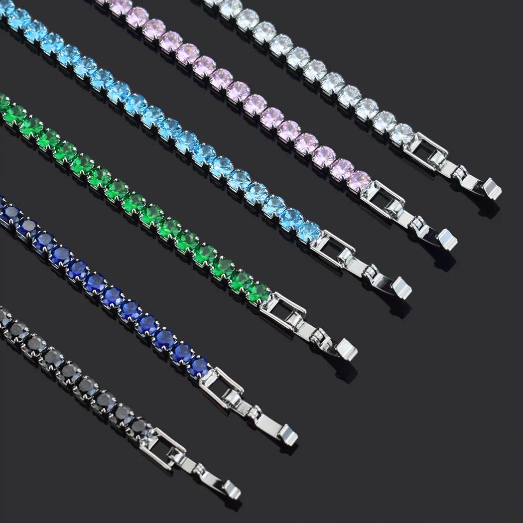 Bracelet de Tennis en Zircon Micro-incrusté de 4mm pour femmes, nouveaux hommes, accessoires de bijo