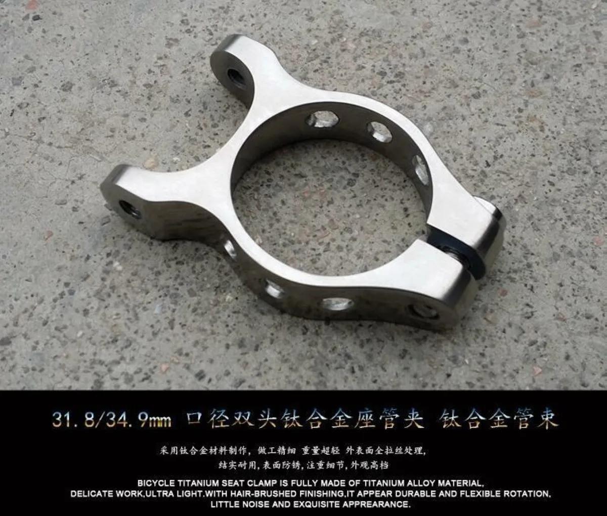 Collier de fixation double tête en alliage de titane 31,8/34,9 mm pour tube de selle de VTT/vélo de