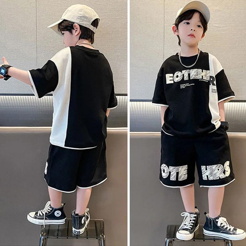 Nouvel été adolescents garçons vêtements ensembles enfant mode lettre haut et short 2 pièces enfants