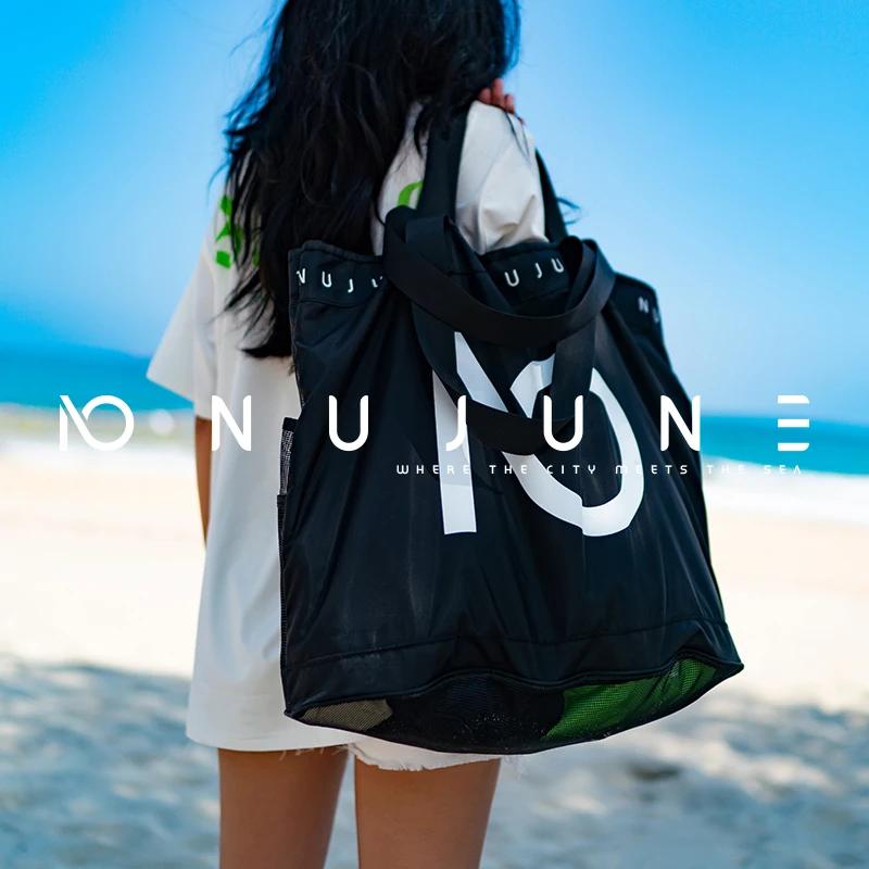 Aux- june-Grand Sac de Plage pour Serviettes, en Maille, Durable, pour Jouets, Sous-Vêtements Imperm