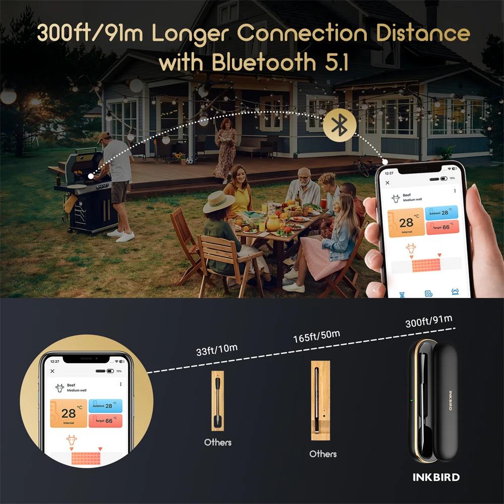 INKBIRD thermomètre à viande sans fil INT-11P-B thermomètre à viande Bluetooth sans fil pour griller