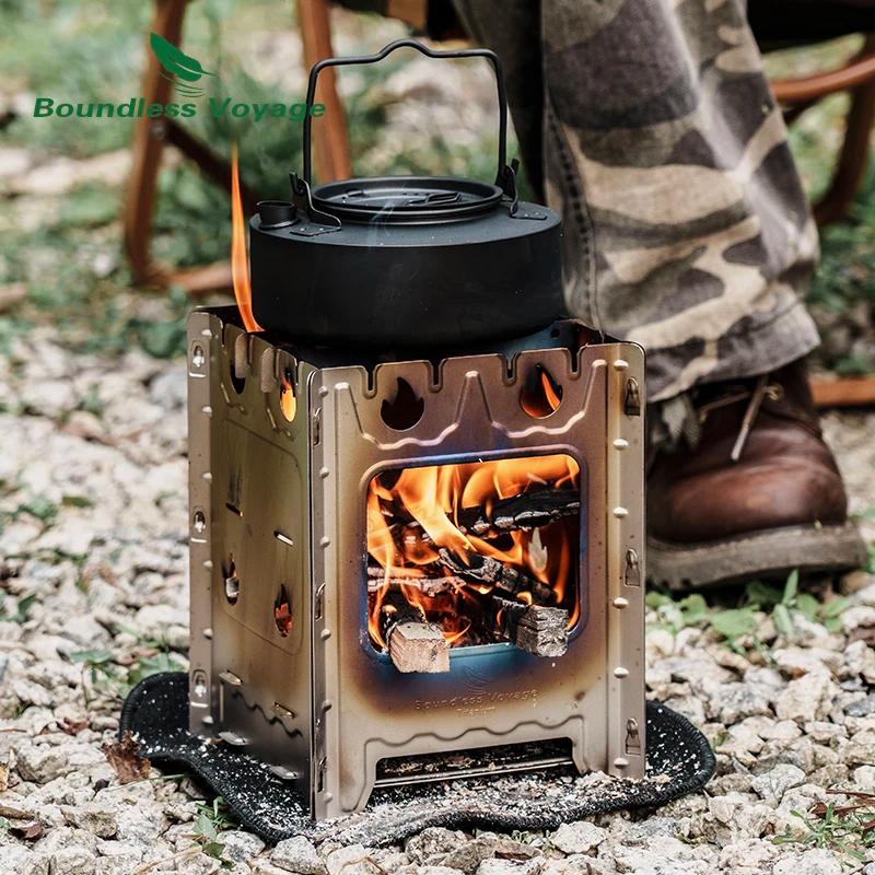Boundless Voyage-Réchaud de camping en titane, réchaud à bois portable, multi-carburants, adapté pou