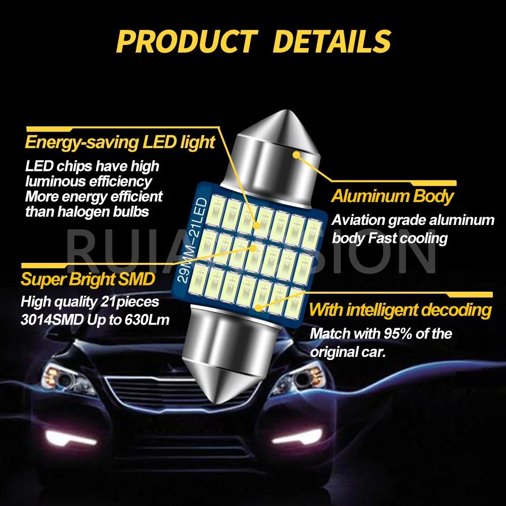 RUIANDSION 2 pièces C5W 28/29MM universel sans erreur feston LED 12V pour voiture intérieur lecture