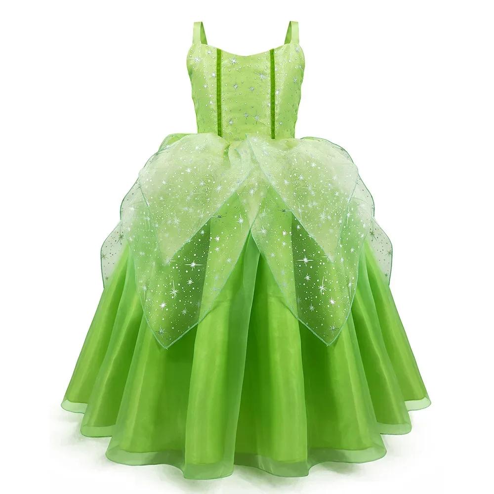 Robe de fée Cosplay pour filles, film classique Disney, elfe fée clochette, bretelles vertes avec ai
