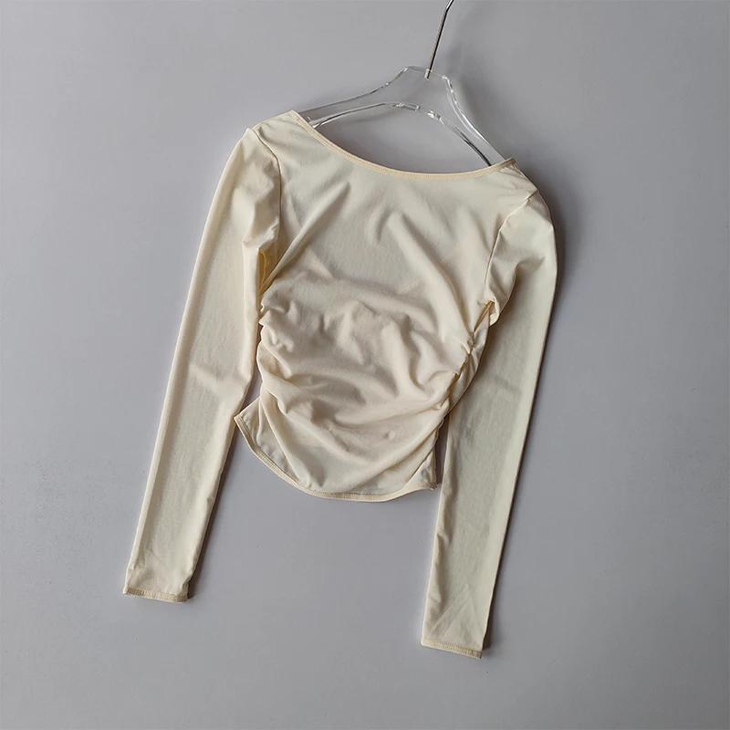 T-shirt sport col V maille respirante - Yoga running fitness - Manches longues entraînement
