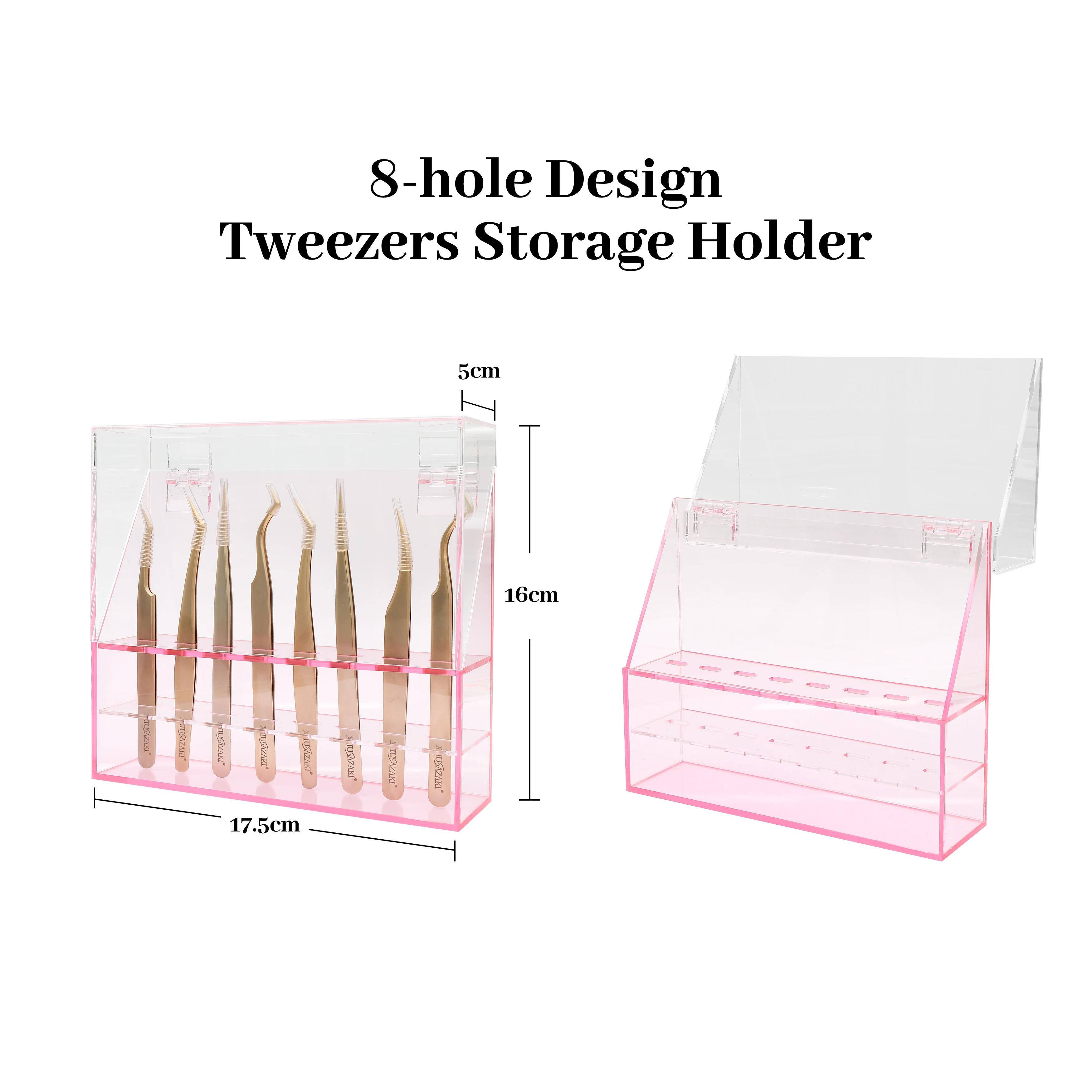 Boîte de rangement pour pincettes, support à 8 trous, outils de maquillage, rangement professionnel