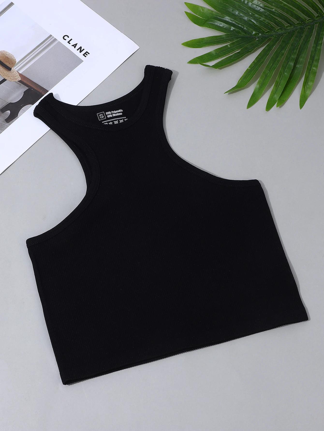 Gilet côtelé de yoga tricoté sans couture, haute élasticité, dos de travail, sans manches, sexy, col