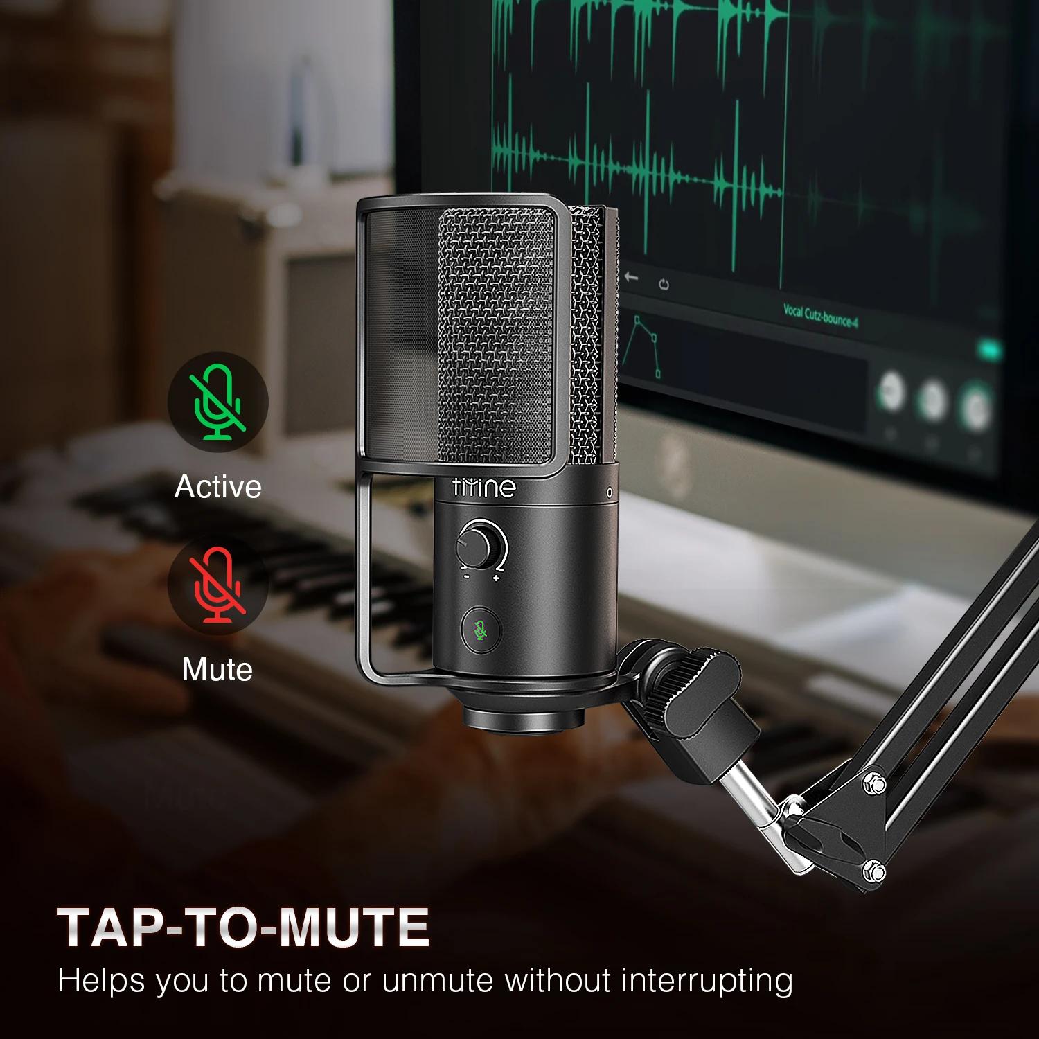 Kit de microphone de Streaming USB FIFINE avec bras de flèche, ensemble de micro à condensateur avec