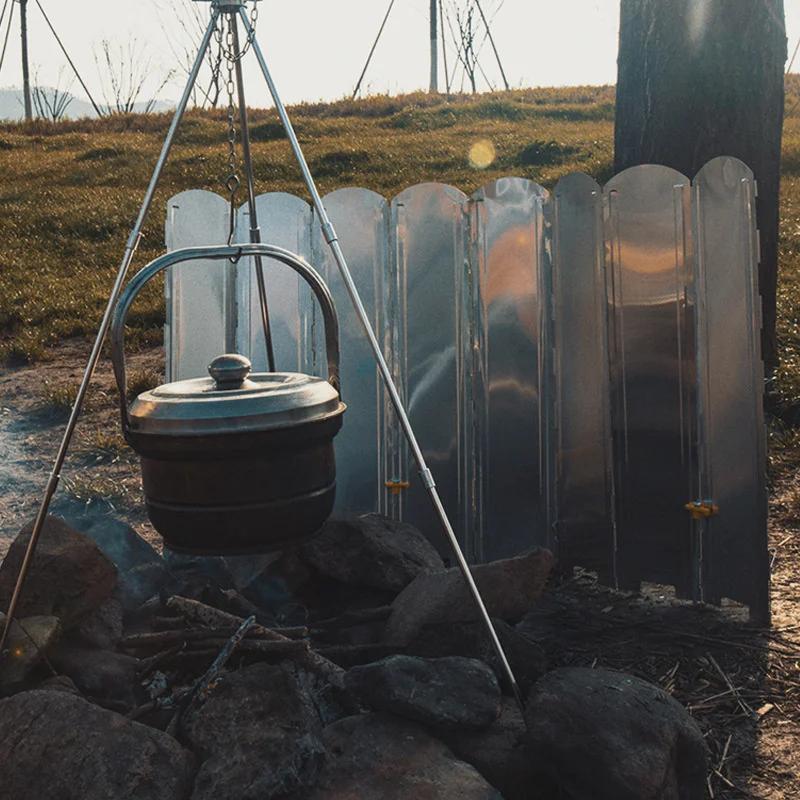 Grand pare-vent pour poêle à bois, pare-vent de camping, barbecue en plein air, Eva de cuisson galva