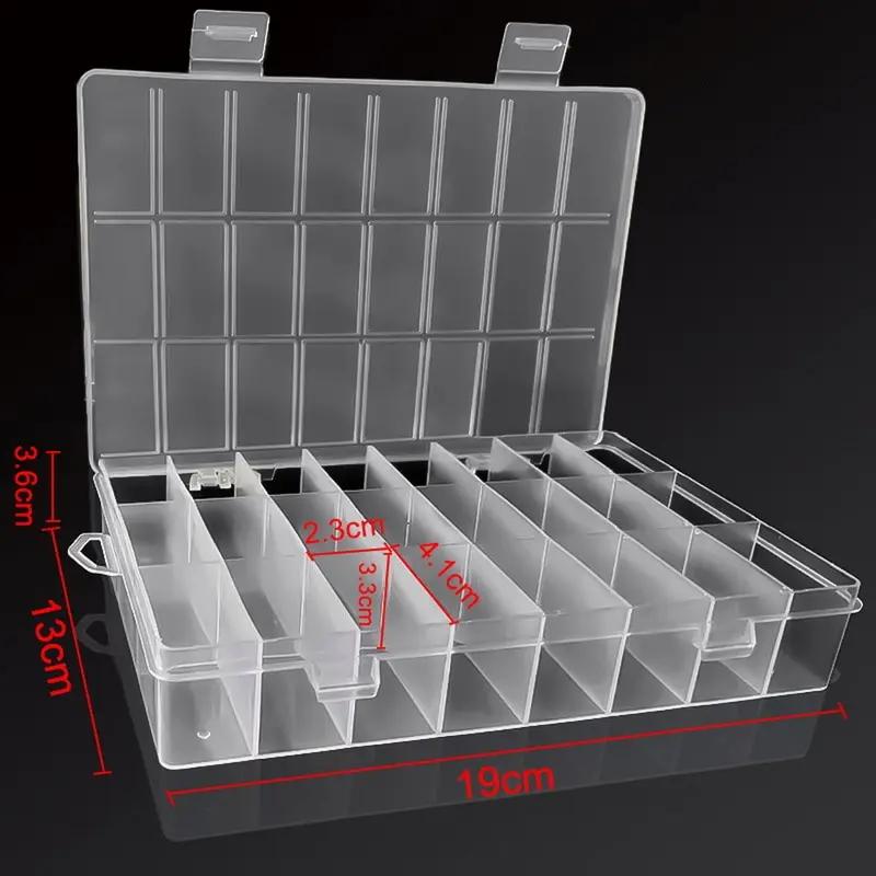 Boîte de rangement en plastique à 24 grilles, boîte de rangement pour bijoux, boucles d'oreilles, co