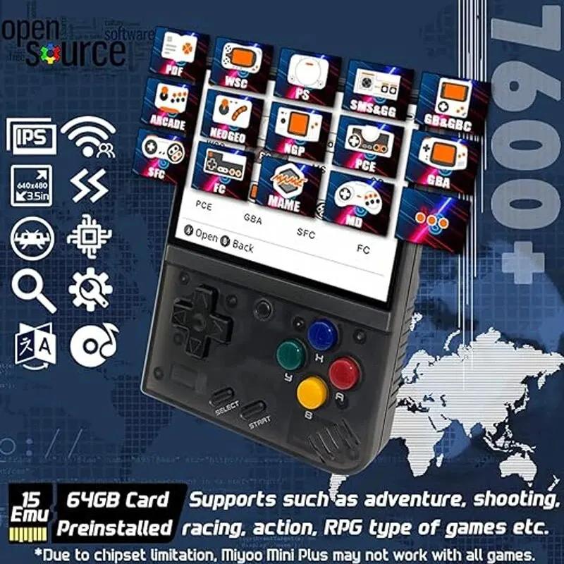 MIYOO-Console de jeu Mini Plus, écran IPS 3.5 pouces, console de jeu rétro, lecteur vidéo, 3000mAh,