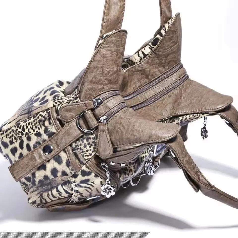 Sac à main polyvalent pour femme, sac à bandoulière léopard, sac à poignée supérieure, sacoche tenda
