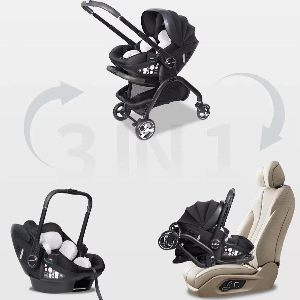 Poussette 4 en 1 pour nouveau-né, siège auto multifonction, légère, à quatre roues, poussette bidire