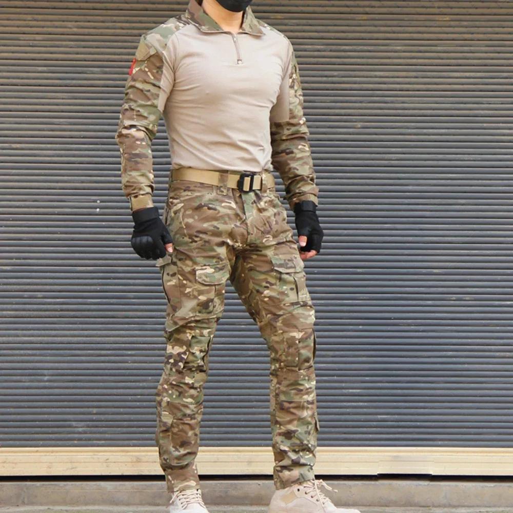 Uniforme tactique militaire pour hommes, chemises de combat camouflage, pantalons cargo, ensembles p