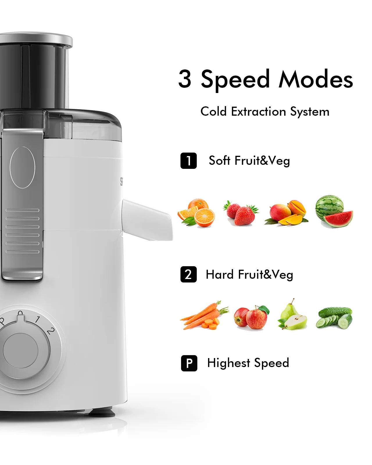 SiFENE-Machine à jus compacte, extracteur de jus centrifuge pour jus de fruits et légumes, 3 vitesse