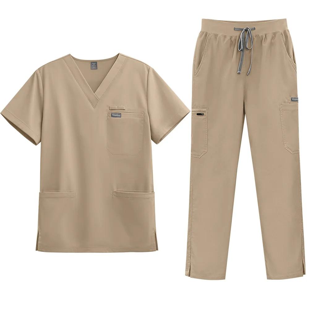 Vêtements de travail hospitaliers haut de gamme unisexes, blouses médicales chirurgicales, accessoir