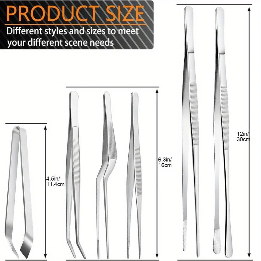 Ensemble de pincettes de cuisine en acier inoxydable, pincettes de Chef professionnelles, pincettes
