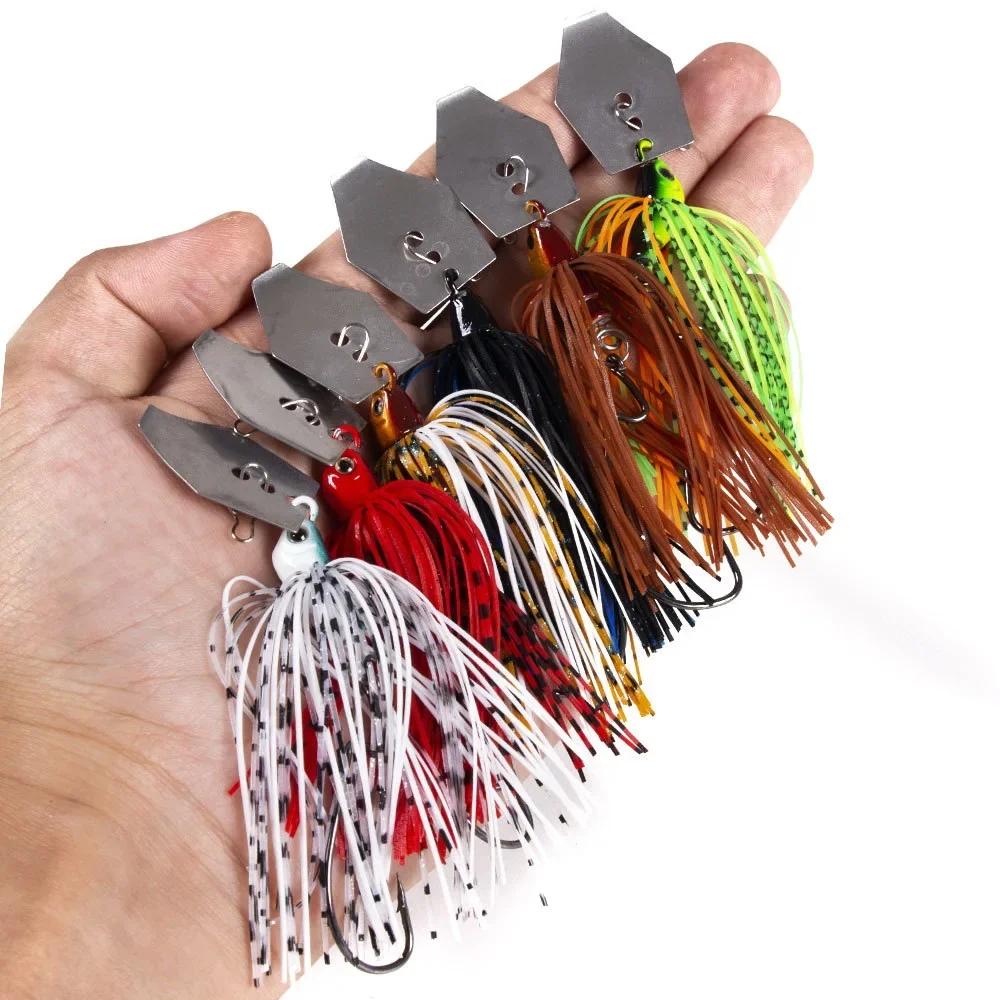 Leurre métallique avec jupe en caoutchouc, appât Él, wobJeff, buzzbait, jigging, cuillère spinner po