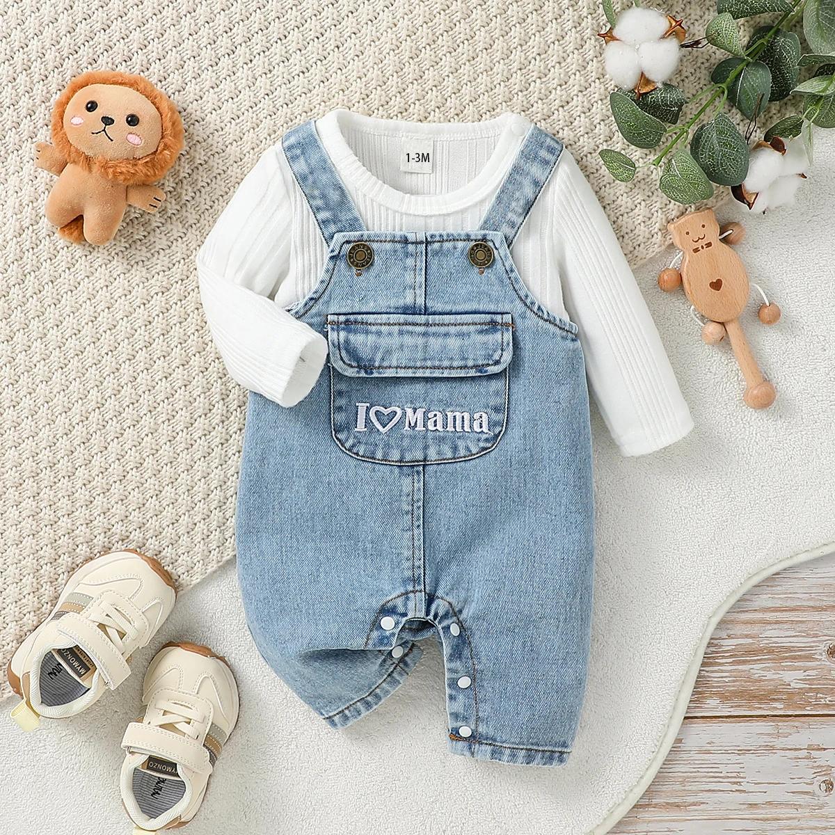 2 pièces bébé garçons/filles toutes saisons haut à manches longues + bretelles pantalon costume vête
