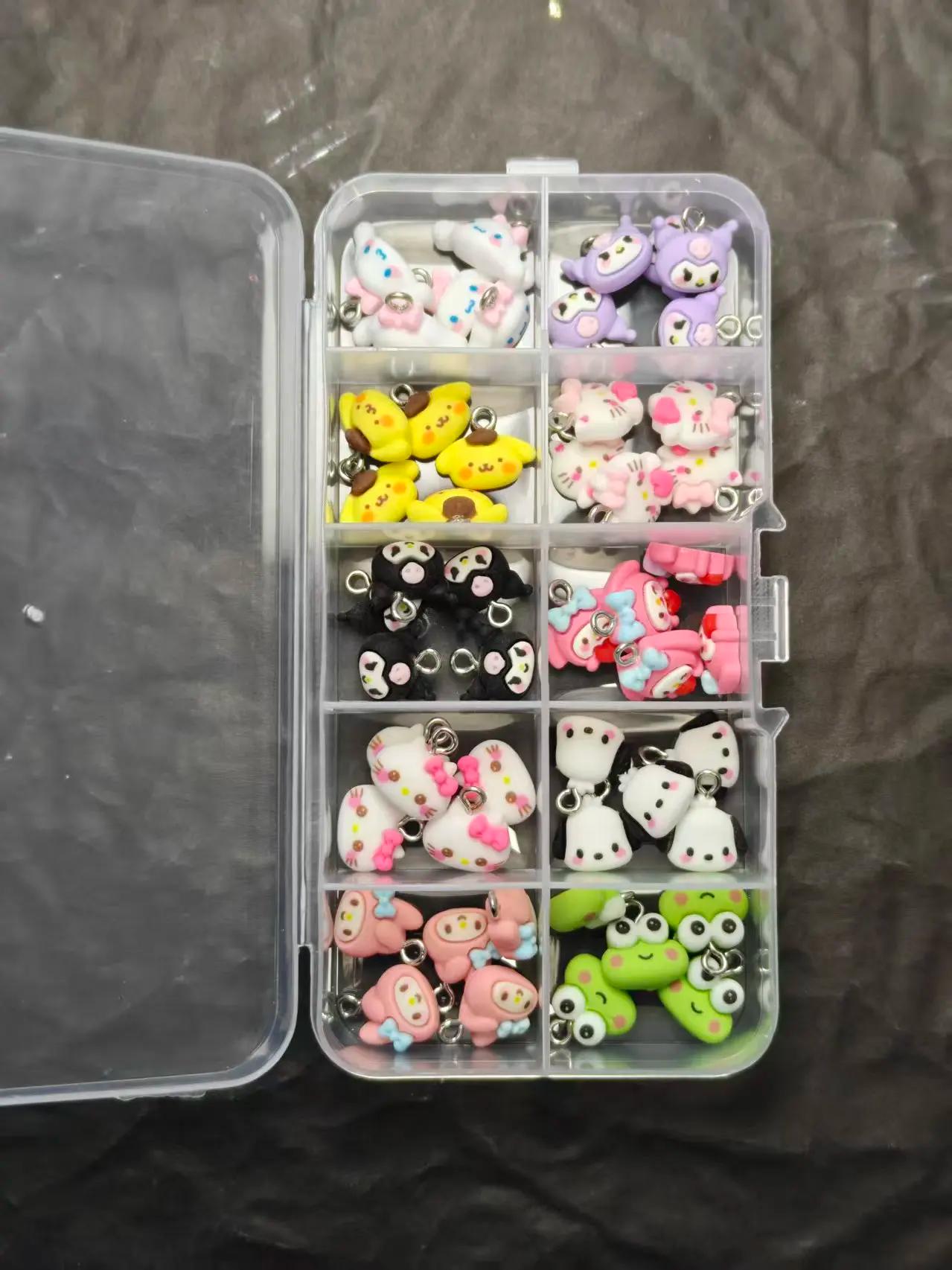 50 pièces de bijoux en résine de dessin animé Hello Kitty, mini pendentif 3D mat Cool Lomi et Mimoli