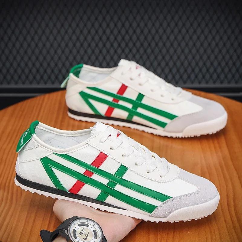 Chaussures de course classiques lacets hommes plates semelle souple toile respirante marche extérieur