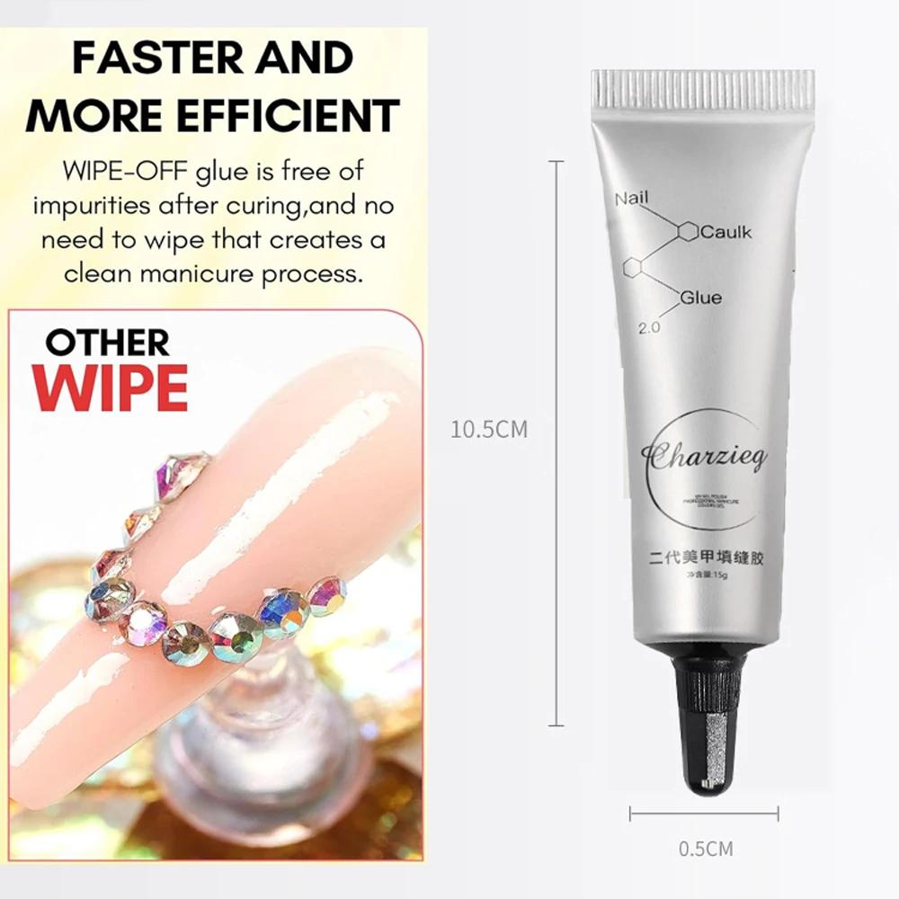 15 g/boîte 5 en 1 strass colle Gel couleur transparente Nail Art Gel collant pour strass bijoux déco