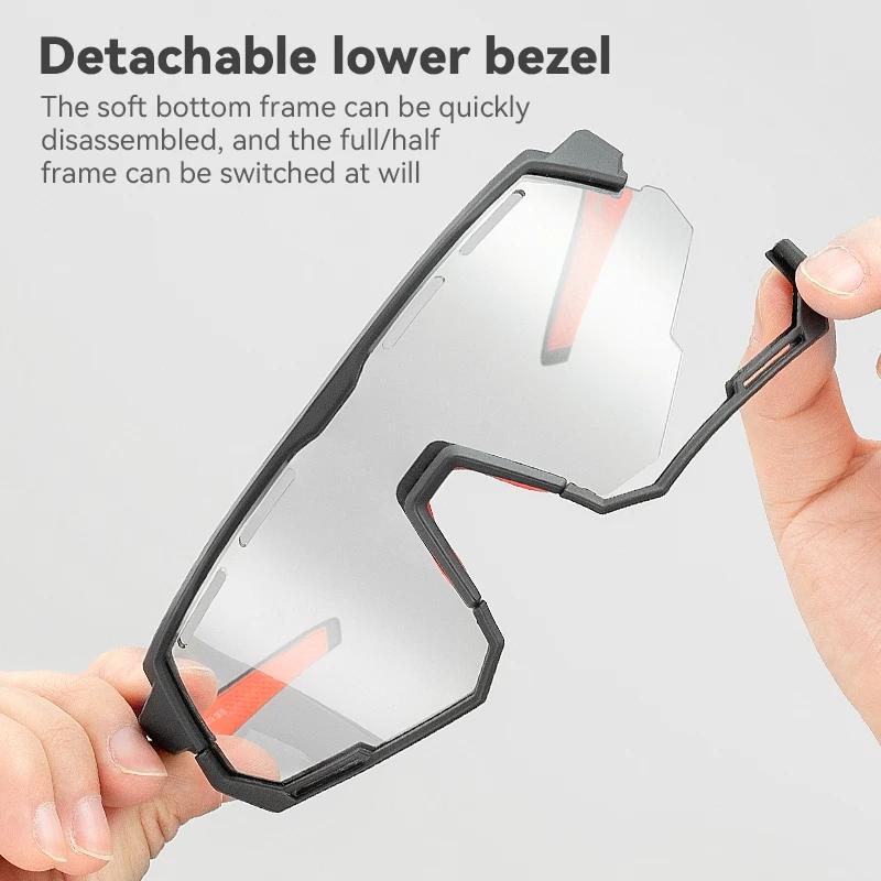 ROCKBROS – lunettes de soleil polarisées photochromiques pour hommes et femmes, vtt, vélo de route,