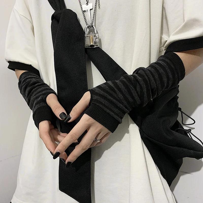 Gants chauds d'hiver à manches longues pour hommes et femmes, mitaines de coude tricotées Hip-Hop à