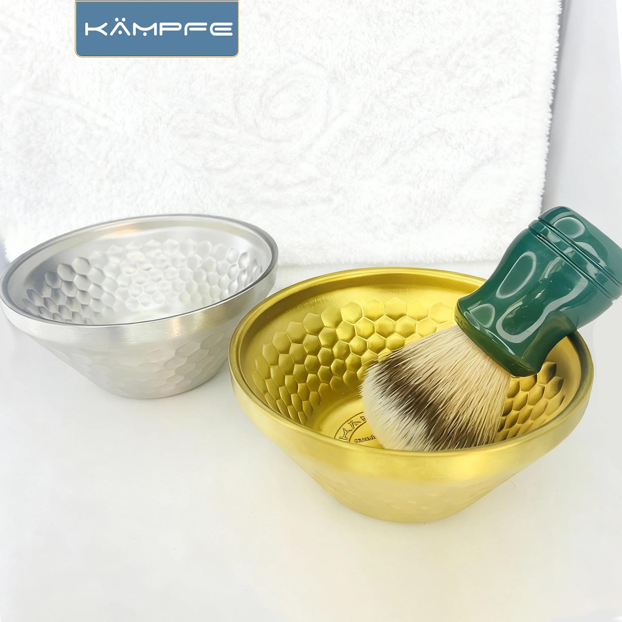 Bol à raser KAMPFE en acier inoxydable pour hommes, doré/argenté, pour le nettoyage du visage, pour