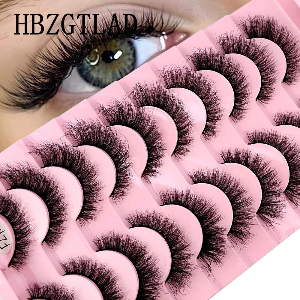 Faux-cils 3D en faux vison, 10 paires, faits à la main, naturels, nude, maquillage, imitation, crois