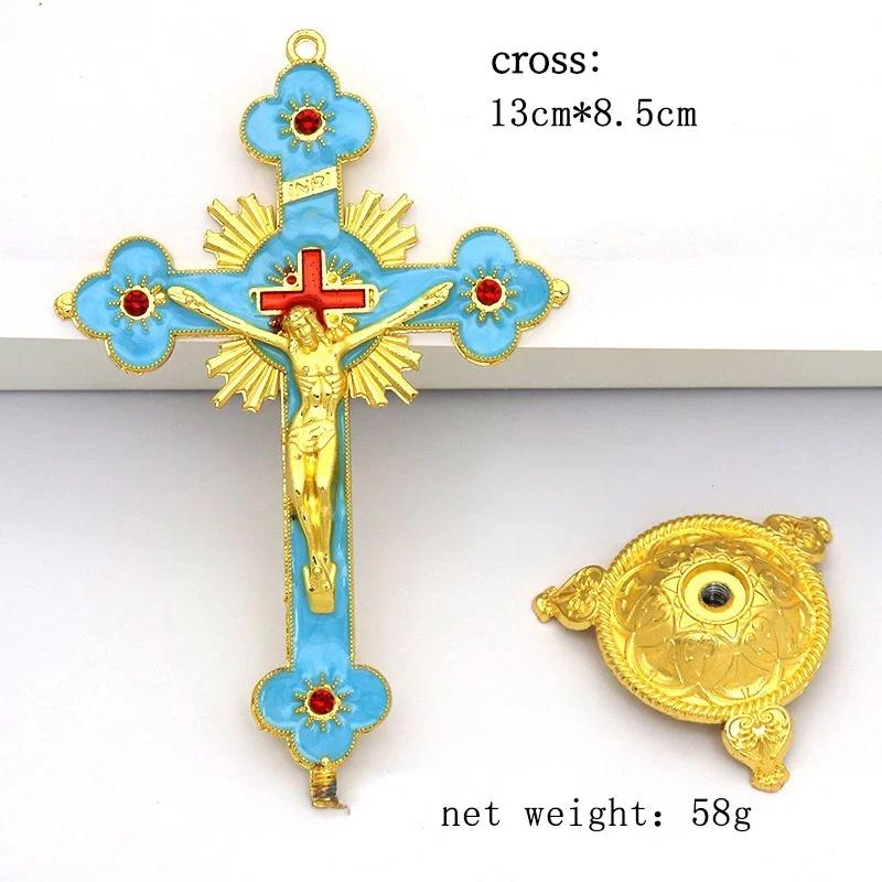 Figurines de reliques d'église, Crucifix de jésus-Christ sur le support, croix murale, décoration de
