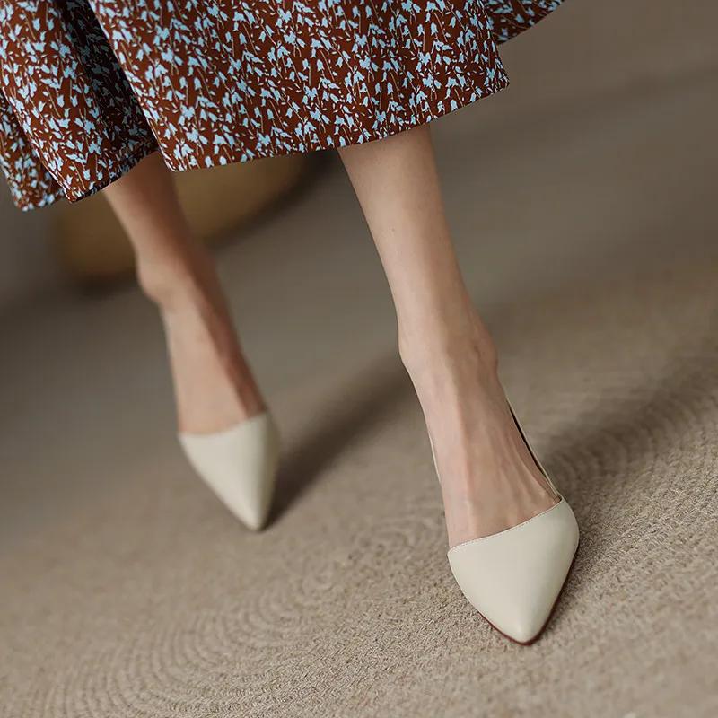 FEDONAS-Escarpins pointus en cuir véritable pour femmes, chaussures à talons fins, robe de bureau, d