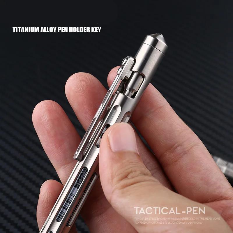 EDC – stylo tactique automatique en alliage de titane à deux usages, équipement multifonctionnel pou