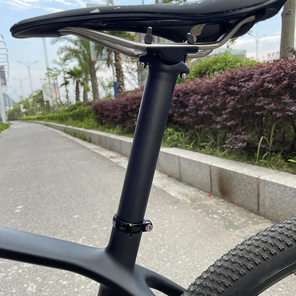 ELITA ONE Tige de Selle en Carbone 27.2/30.9/31.6mm VTT/Vélo de Route, Vis en Titane, Légère 130g
