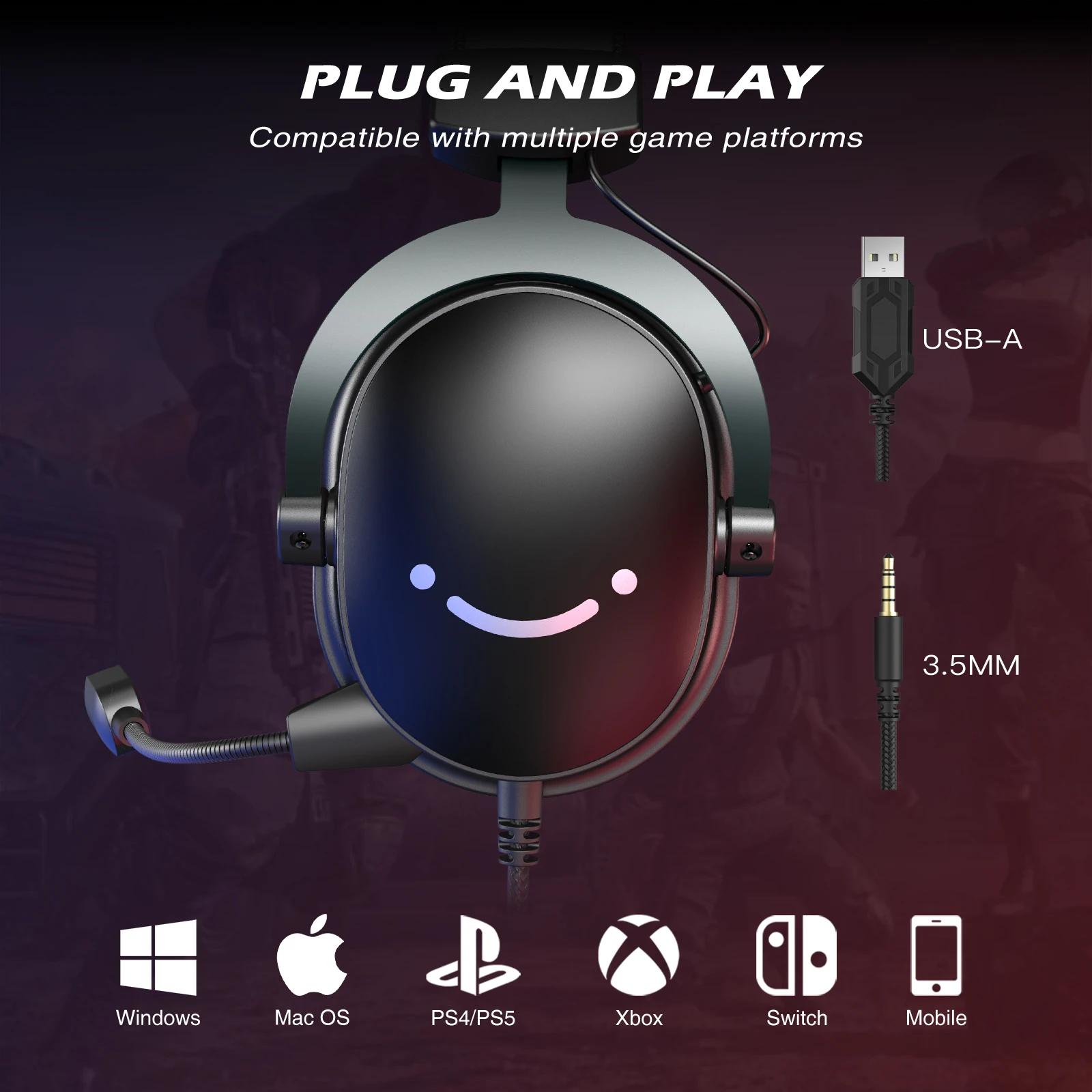 Casque FIFINE, prise 3.5mm et téléphone de sauna USB avec son surround 7.1/contrôle du volume/interr