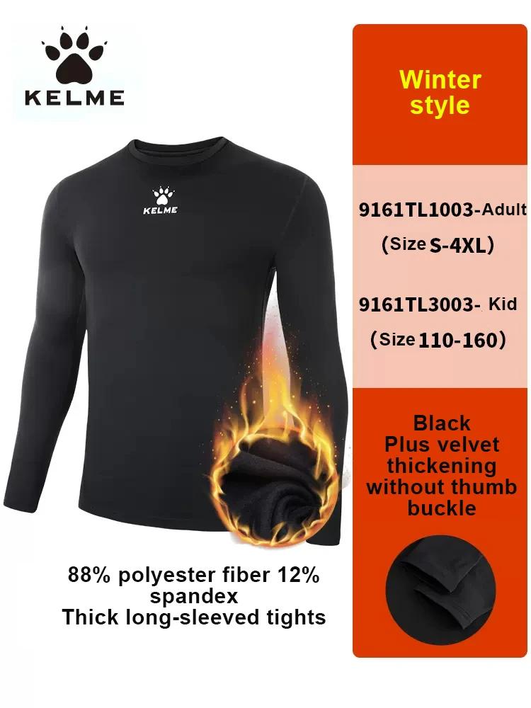 Collants KELME en peluche de compression pour hommes - Chaleur et séchage rapide pour fitness