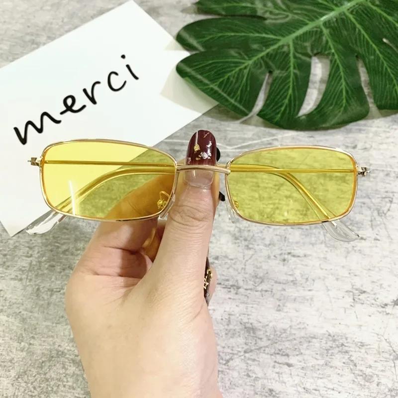Lunettes de soleil ovales rétro pour femmes, rectangulaires en métal, classiques, bonbons, documents