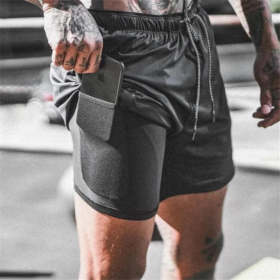Short de sport homme 2 en 1 double pont - Fitness, running, gym - Vêtement d'entraînement été