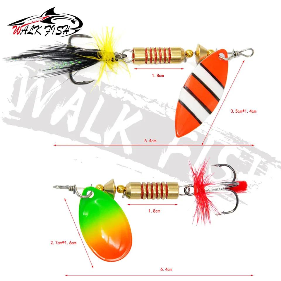 OBCK FISH-Leurre de pêche spinner avec triple hameçon et plume, appât dur wobJeff idéal pour bar, 6g