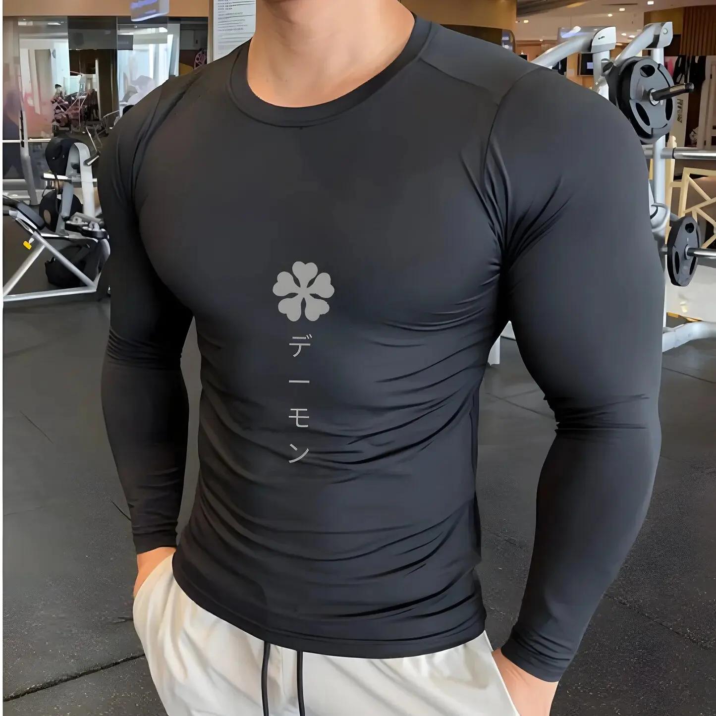 Hommes Compression chemise Anime Sport séchage rapide t-shirts de gymnastique Fitness athlétique sou