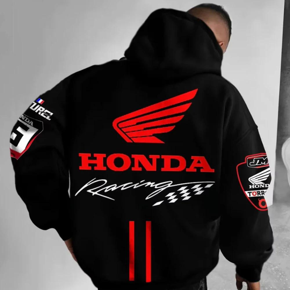 Sweat à capuche pour passionnés de moto pour hommes et femmes, pull à manches longues, imprimé Honda