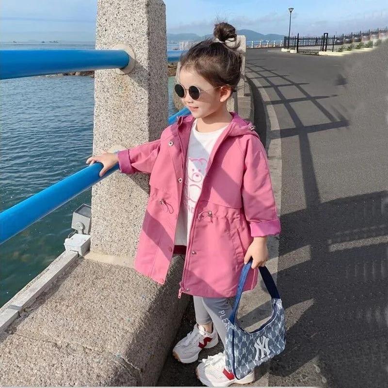Manteau à capuche rétractable pour filles de 3 à 12 ans, veste coupe-vent, Style Long, offre spécial
